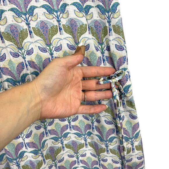 Etcetera Floral Mosaic Print Halter Self Tie Mini Dress Keyhole Size 00 - Picture 11 of 16